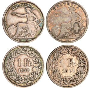Suisse - Lot de 2 monnaies de 1 franc