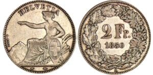 Suisse - 2 francs 1850