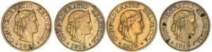 Suisse - Lot de 4 monnaies de 10 rappen