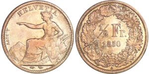 Suisse - 1/2 franc 1850 B