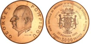 Gabon - 5000 francs "visite  de G. Pompidou en 1971" essai