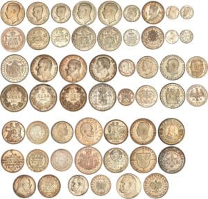 Ensemble de 27 monnaies du monde en argent 