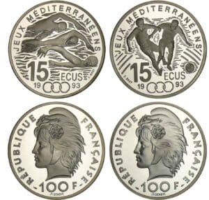 2 monnaies de 15 écus "Jeux méditerranéens"