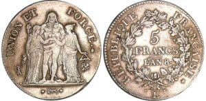 5 francs Hercule union et force - An 8 L (Bayonne)