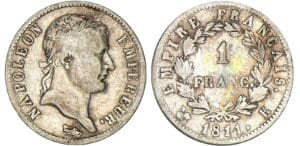 1 franc Napoléon revers empire - 1811 K (Bordeaux)
