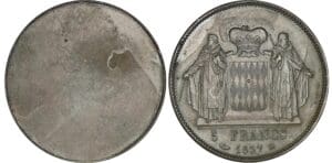 Monaco - Honoré V - Uniface du module de la  5 francs 1837 M