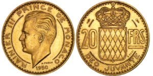 Monaco - Rainier III - 20 francs 1950 essai en or