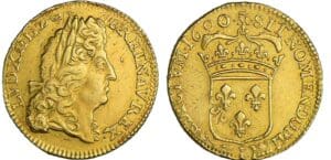 Louis XIV - Louis d’or à l’écu - 1690 M couronné (Metz) flan réformé