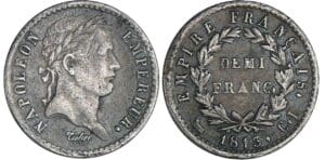 1/2 franc Napoléon revers empire - 1813 CL (Gênes)
