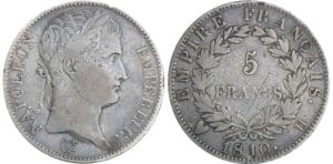 5 francs Napoléon revers empire - 1810 U (Turin)