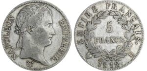 5 francs Napoléon revers empire - 1812 U (Turin) 12 sur 11