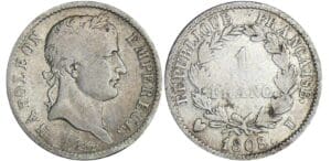 1 franc Napoléon revers république - 1808 U (Turin)