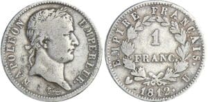 1 franc Napoléon revers empire - 1812 U (Turin)