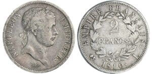 2 francs Napoléon revers empire - 1810 L (Bayonne)