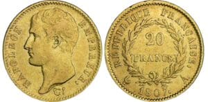 20 francs Napoléon Ier tête nue - type transitoire - 1807 A (Paris)