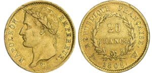 20 francs Napoléon revers république - 1808 W (Lille)