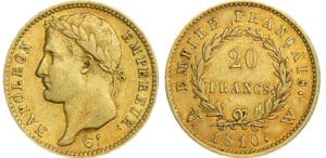 20 francs Napoléon revers empire - 1810 W (Lille)
