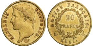 20 francs Napoléon revers empire - 1811 U (Turin)