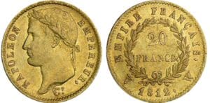 20 francs Napoléon revers empire - 1812 W (Lille)