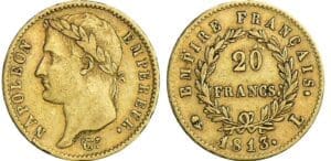 20 francs Napoléon revers empire - 1813 L (Bayonne)
