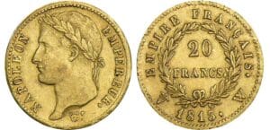 20 francs Napoléon revers empire - 1813 W (Lille)