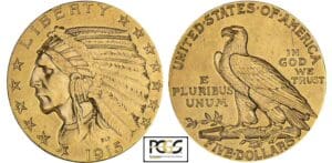 Etats-Unis - 5 dollars Indian head 1915