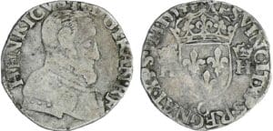 Henri II - Demi-teston à la tête nue - 1er type - 1557 G (Poitiers)