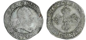 Henri III - Demi-franc au col plat - 1587 C (Saint-Lô)