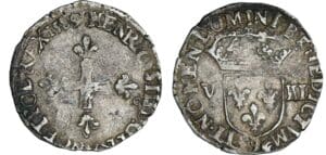 Henri IV - Huitième d'écu à la croix feuillue - 1589 9 (Rennes)