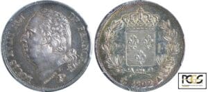 2 francs Louis XVIII au buste nu - 1822 A (Paris)