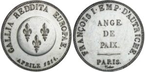Louis XVIII - Visite de l'empereur autrichien François Ier - Module de la 5 francs 1814