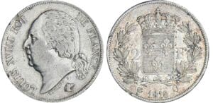 2 francs Louis XVIII au buste nu - 1818 Q (Perpignan)