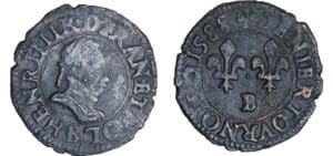 Henri III - Denier tournois - 1588 B (Rouen)