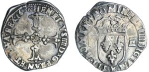 Henri IV - Quart d'écu croix feuillue - 1608 K (Bordeaux)
