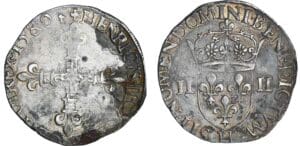 Henri III - Quart d'écu - 1580 H (La Rochelle)