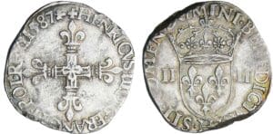 Henri III - Quart d'écu - 1587 H (La Rochelle)