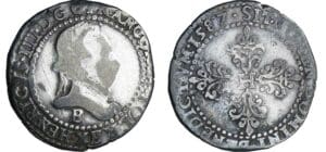 Henri III - Demi-franc au col plat - 1587 B (Rouen)