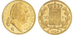 20 francs Louis XVIII au buste nu - 1824 A (Paris)