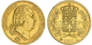 40 francs Louis XVIII au buste nu - 1818 A (Paris) 40 francs Louis XVIII au buste nu - 1818 A (Paris)