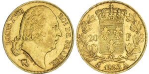 20 francs Louis XVIII au buste nu - 1823 A (Paris)