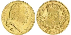 20 francs Louis XVIII au buste nu - 1824 Q (Perpignan)