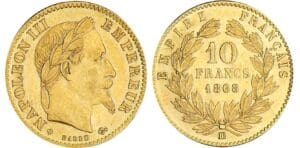10 francs Napoléon III tête laurée - 1868 BB (Strasbourg)