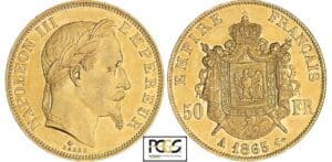 50 francs Napoléon III tête laurée - 1865 A (Paris)