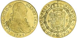 Colombie - Charles IV - 8 escudos 1795 P JF (Popayan)