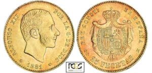 Espagne - Alfonso XII - 25 pesetas 1881 * 81 (Madrid)