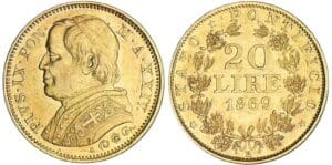 Italie - Vatican - Pie IX - 20 lire 1869 Anno XXIV