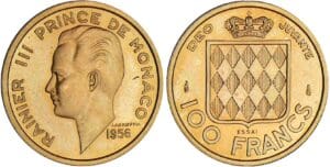 Monaco - Rainier III - 100 francs 1956 - Essai en or