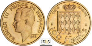 Monaco - Rainier III - 100 francs 1956 - Essai en or
