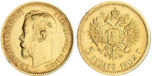 Russie - Nicolas II - 5 roubles 1902 AΓ (Saint-Pétersbourg)