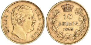 Serbie - Milan Obrenovich IV - 10 dinars 1882 V